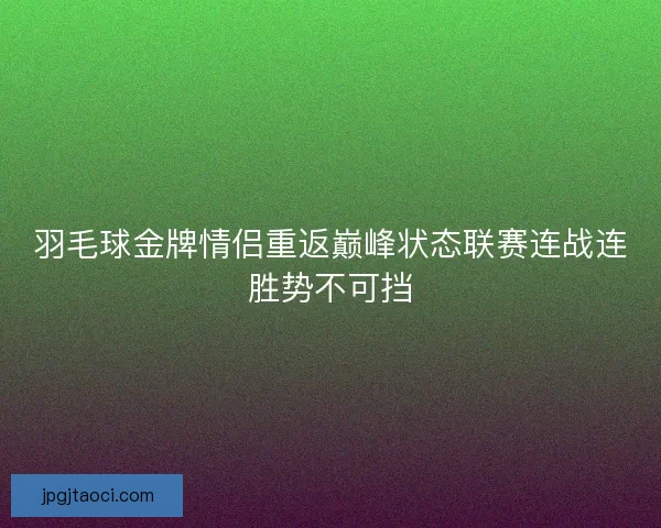 羽毛球金牌情侣重返巅峰状态联赛连战连胜势不可挡
